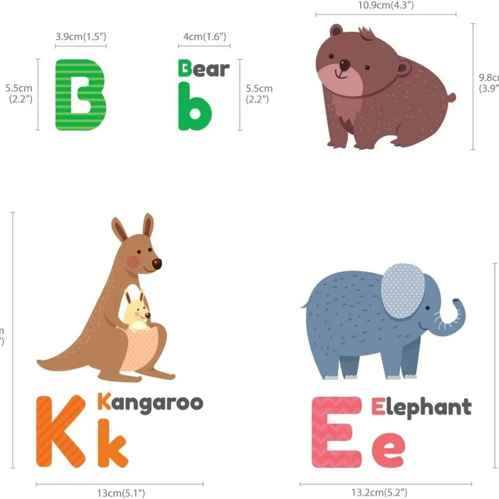 ABC Colourful Animal Alphabet Wall Stickers - BRAND NEW